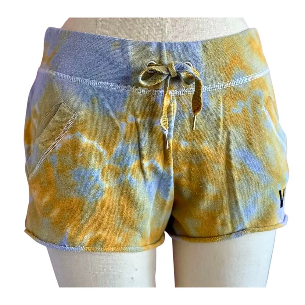 Womens Shorts Size Small Blue Yellow Tie Dye Vegas Girls Trip Bachelorette Pool